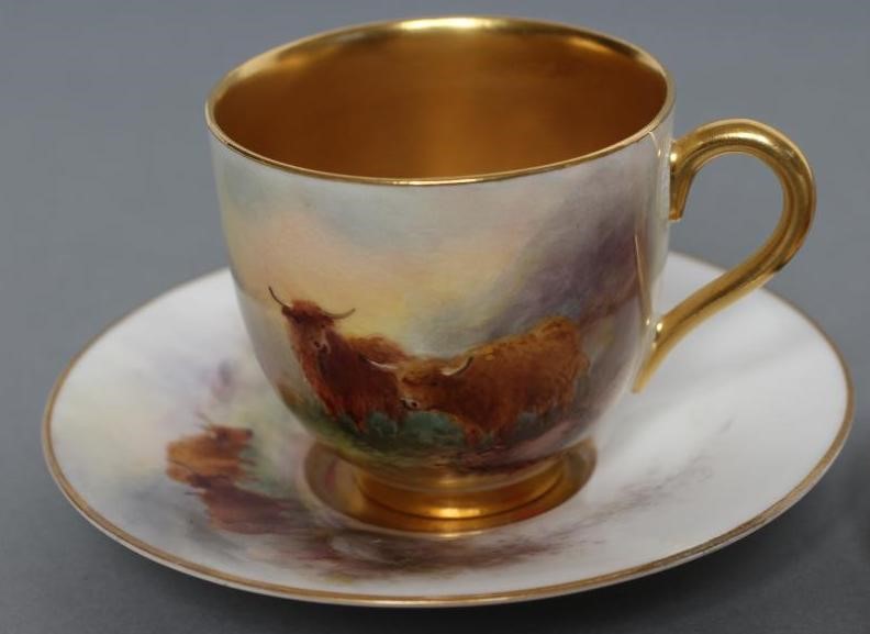 A ROYAL WORCESTER CHINA CABINET CUP AND SAUCER Image