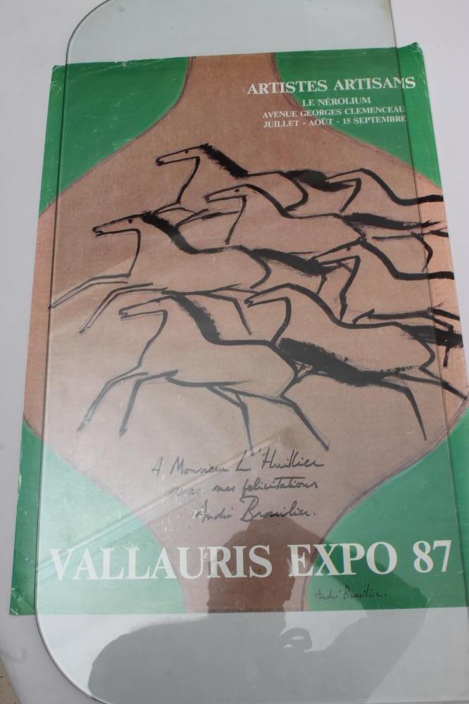 "ARTISTES ARTISANS VALLAURIS EXPO 87" EXHIBITION POSTER featuring an image by Andre Brasilier and Image