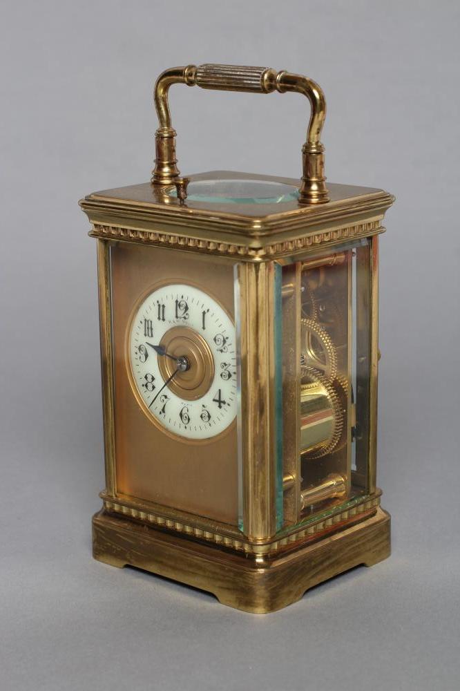 A FRENCH BRASS CASED CARRIAGE CLOCK Image