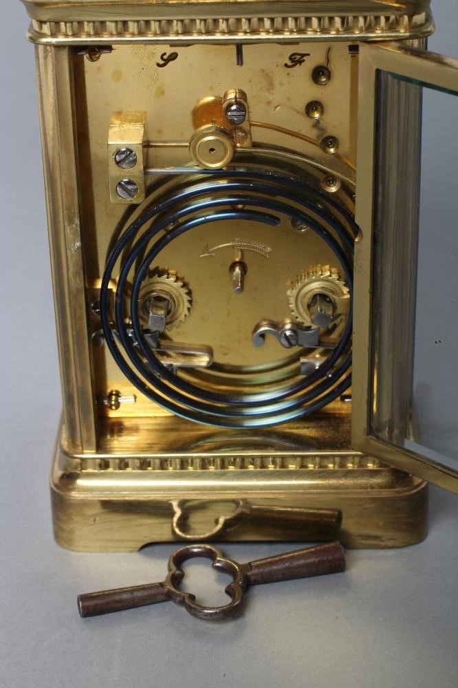 A FRENCH BRASS CASED CARRIAGE CLOCK Image