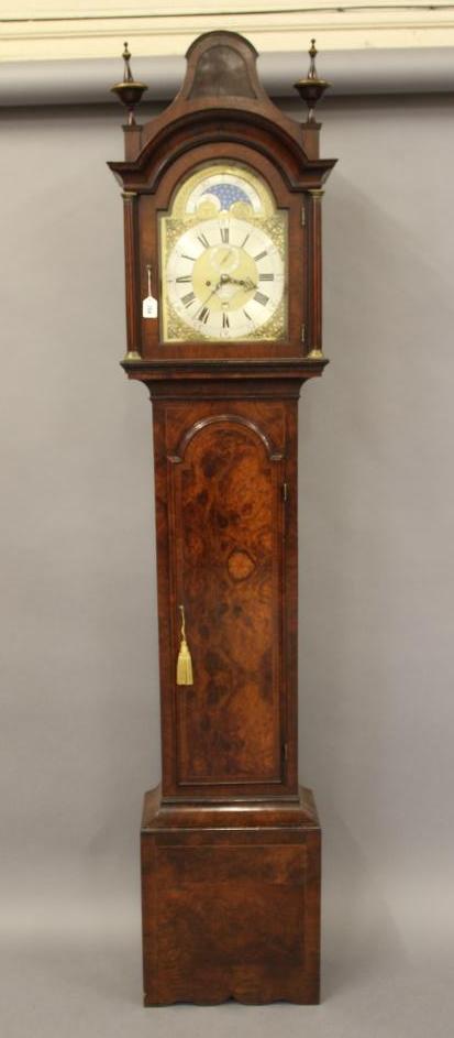 A BURR WALNUT LONGCASE signed William Creak Image