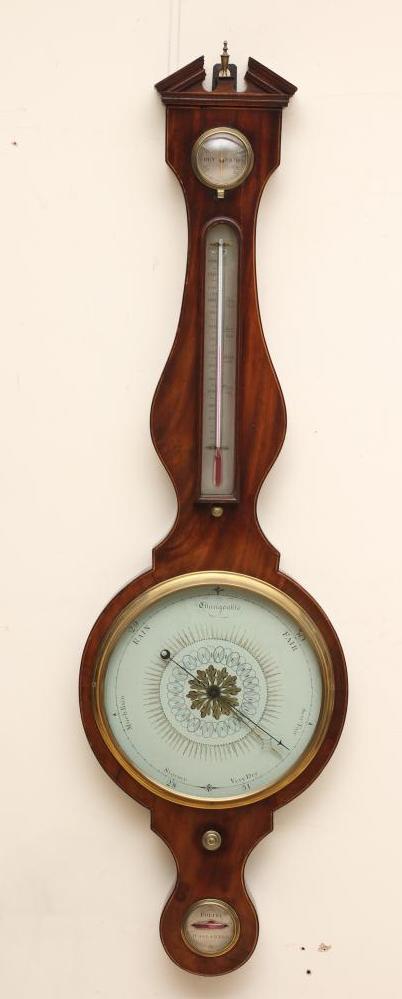 A FOUR GLASS WHEEL BAROMETER signed Borina Image