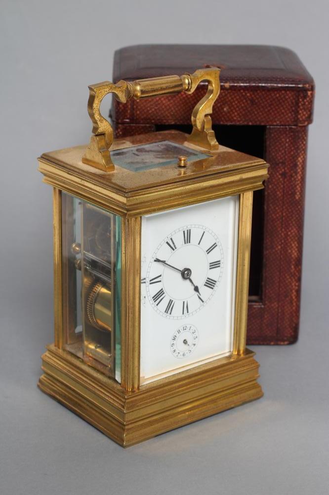 A FRENCH BRASS CASED CARRIAGE CLOCK Image