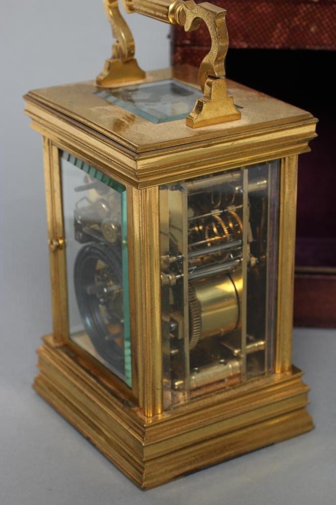 A FRENCH BRASS CASED CARRIAGE CLOCK Image