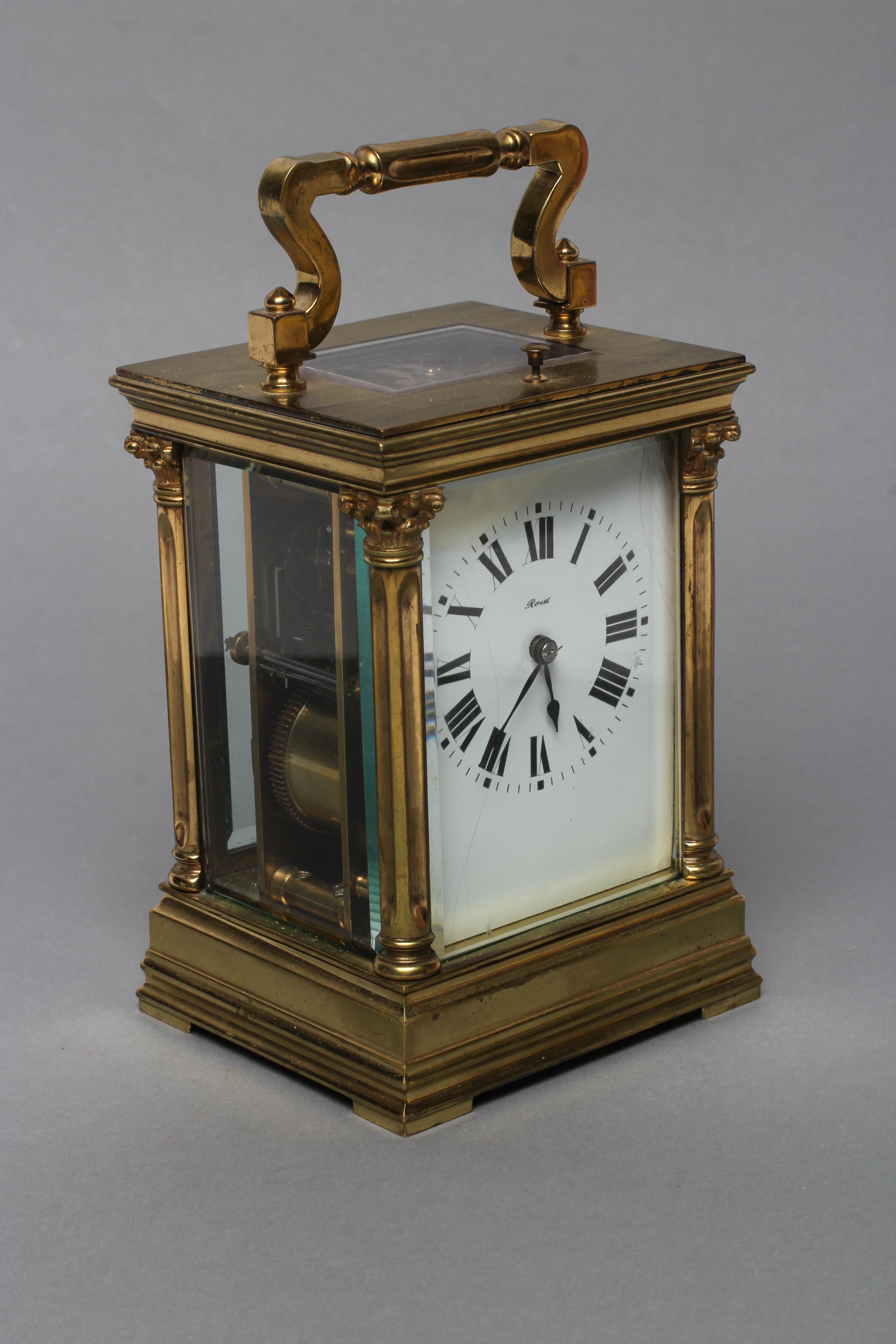 A FRENCH BRASS CASED CARRIAGE CLOCK Image