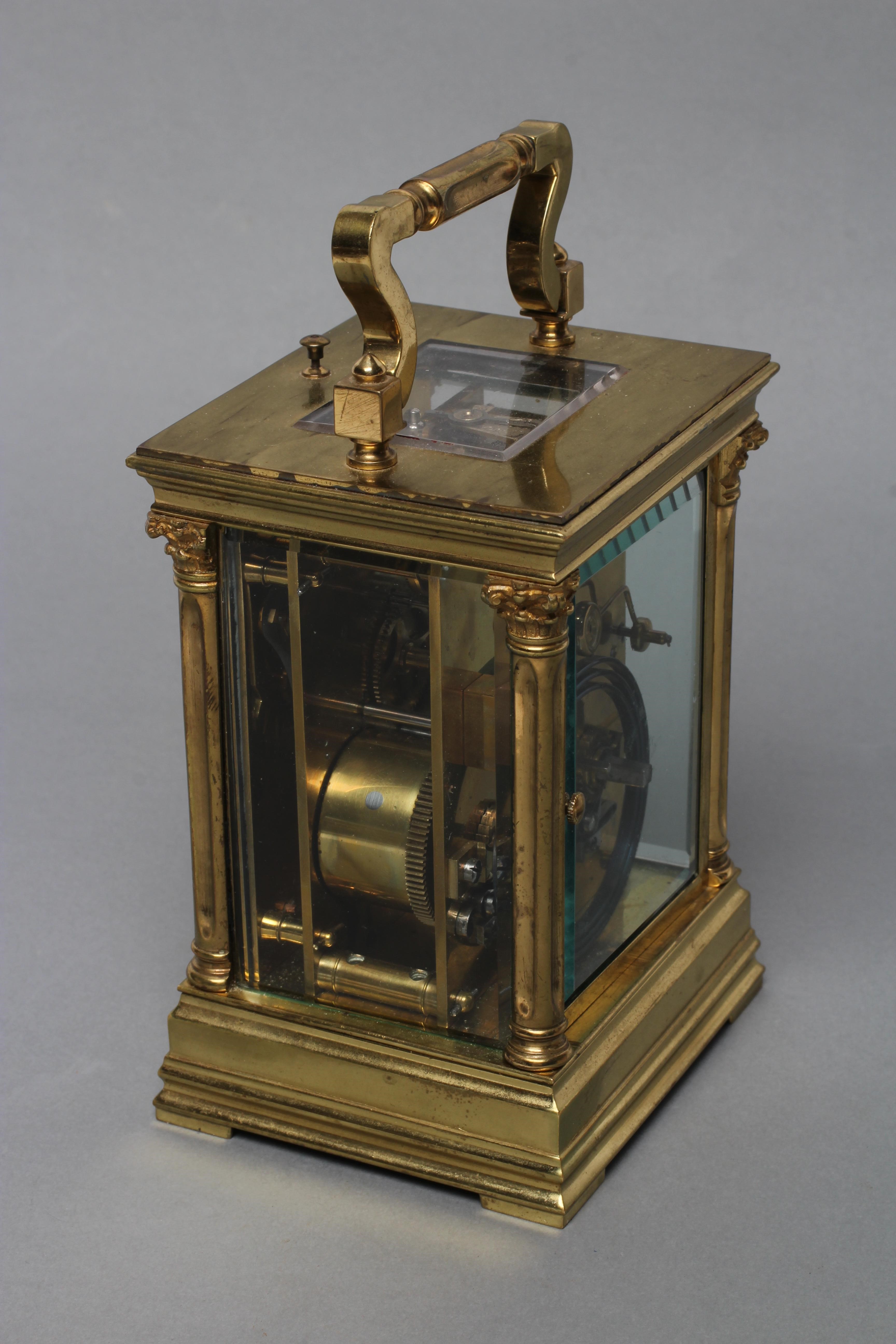 A FRENCH BRASS CASED CARRIAGE CLOCK Image