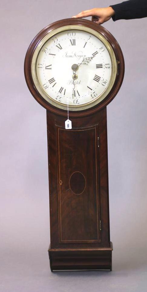 A MAHOGANY CASED DROP DIAL WALL TIME PIECE signed James Worgan Image