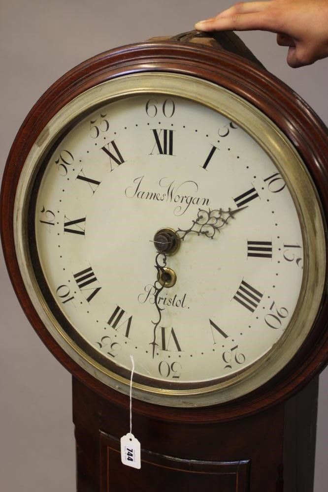 A MAHOGANY CASED DROP DIAL WALL TIME PIECE signed James Worgan Image