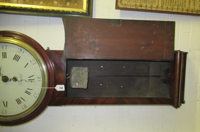 A MAHOGANY CASED DROP DIAL WALL TIME PIECE signed James Worgan Image