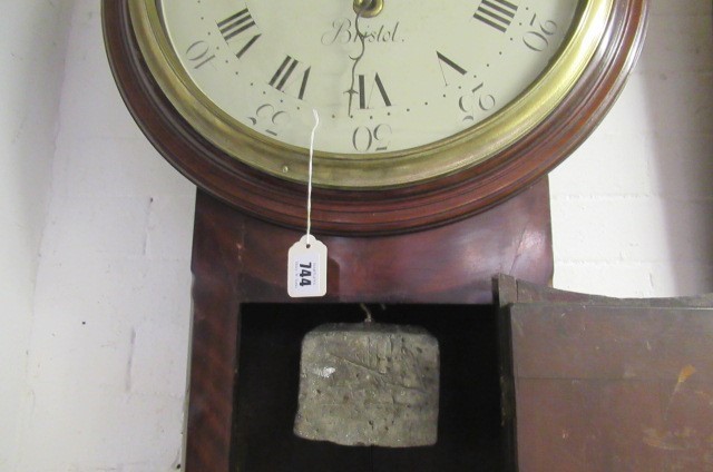 A MAHOGANY CASED DROP DIAL WALL TIME PIECE signed James Worgan Image