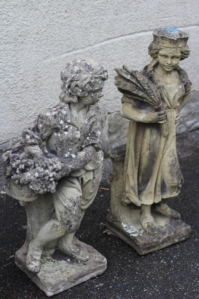 A SET OF FOUR COMPOSITION STONE FIGURES allegorical of the Seasons Image