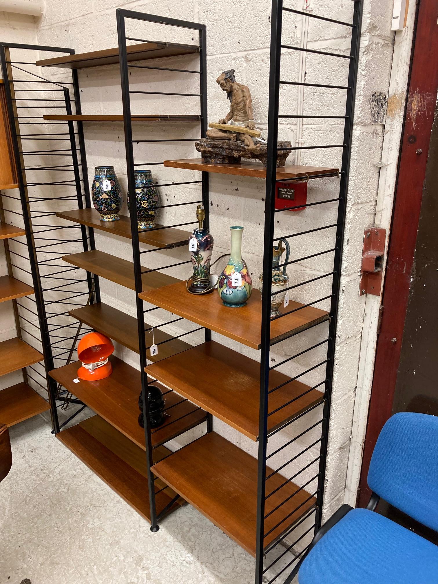 A TEAK LADDERAX THREE BAY SHELVING UNIT Image