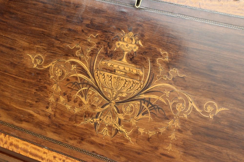 A MAHOGANY AND SATINWOOD BANDED BUREAU by Edwards & Roberts Image