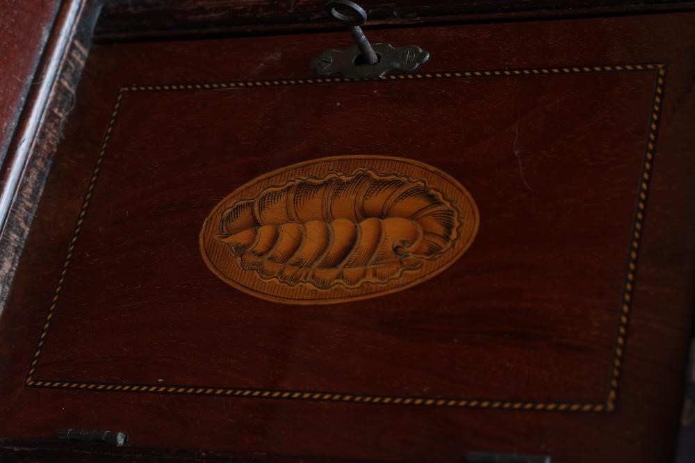 A MAHOGANY AND SATINWOOD BANDED BUREAU by Edwards & Roberts Image