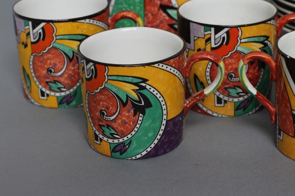 AN ART DECO GRIMWADES POTTERY "JAZZ" COFFEE SERVICE of plain tapering cylindrical form Image