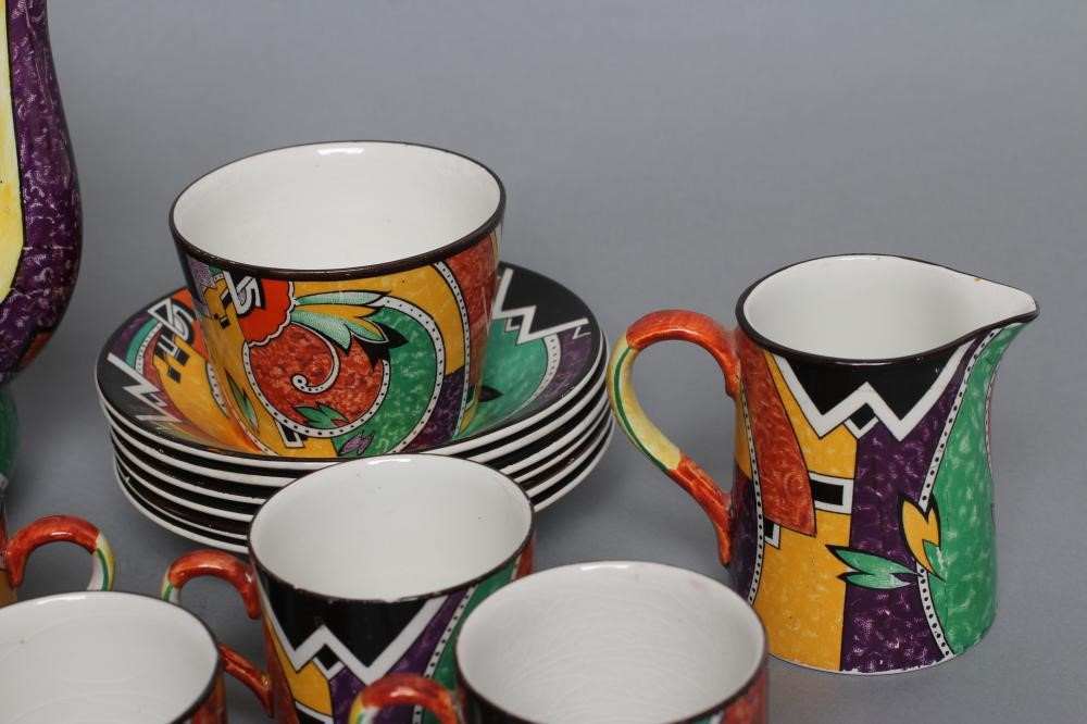 AN ART DECO GRIMWADES POTTERY "JAZZ" COFFEE SERVICE of plain tapering cylindrical form Image
