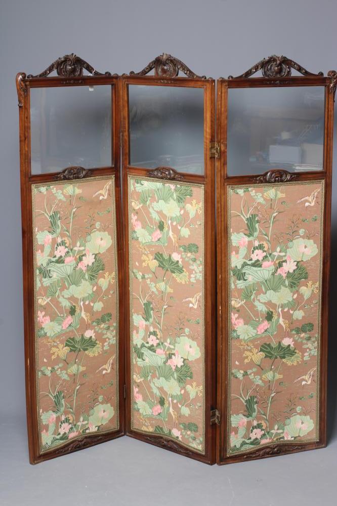 A VICTORIAN WALNUT FOLDING ROOM SCREEN Image
