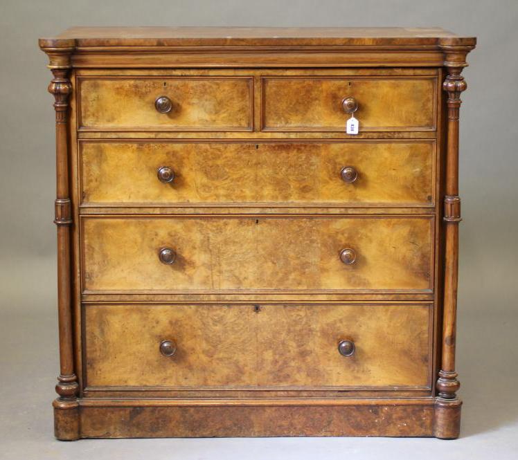 A VICTORIAN WALNUT STRAIGHT FRONTED CHEST Image