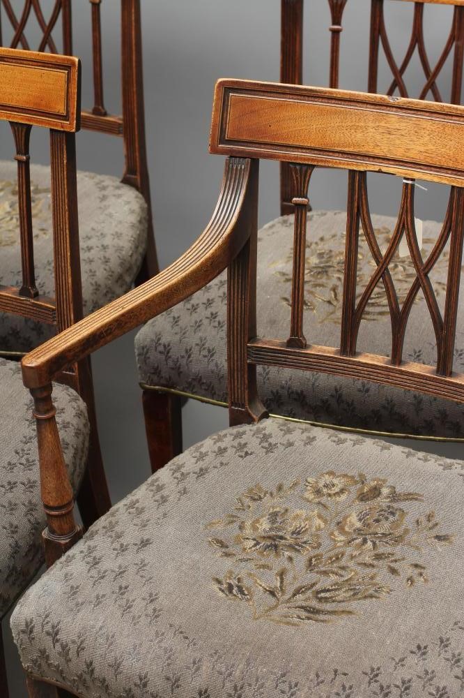 A SET OF SIX GEORGIAN MAHOGANY DINING CHAIRS of Sheraton type Image