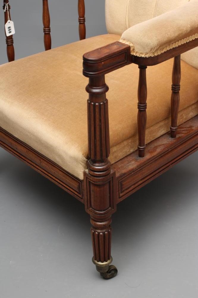 A GENTLEMAN'S GEORGE IV MAHOGANY SHOW FRAME ARMCHAIR button upholstered in beige dralon Image