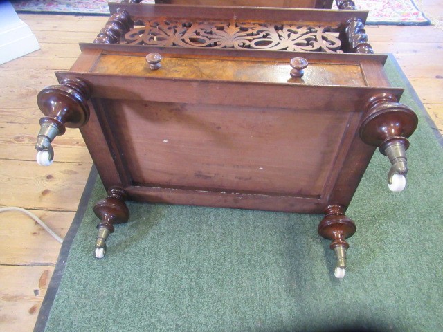 A VICTORIAN BURR WALNUT WHATNOT CANTERBURY of oblong form Image