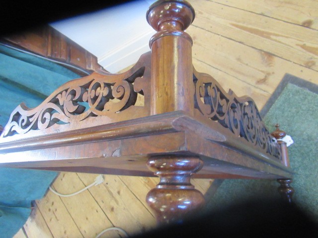 A VICTORIAN BURR WALNUT WHATNOT CANTERBURY of oblong form Image