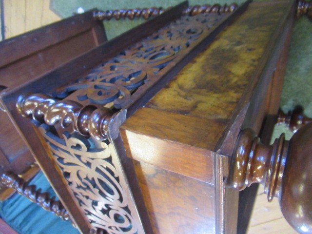 A VICTORIAN BURR WALNUT WHATNOT CANTERBURY of oblong form Image