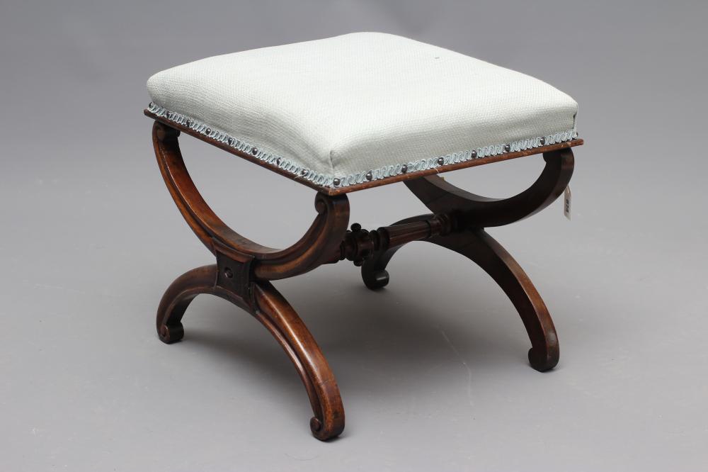 A MAHOGANY X FRAMED DRESSING STOOL Image