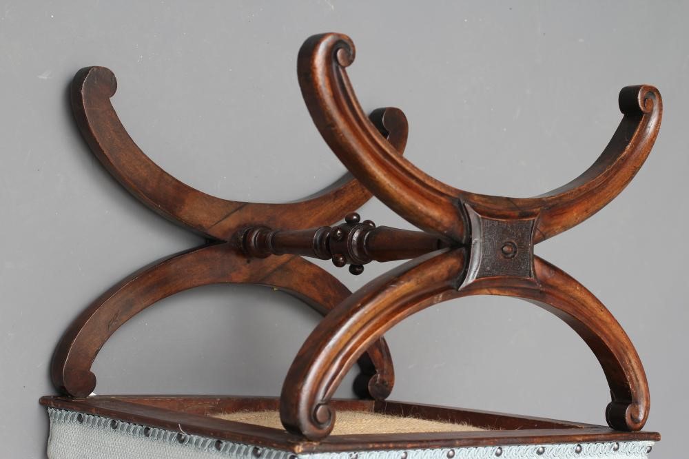 A MAHOGANY X FRAMED DRESSING STOOL Image
