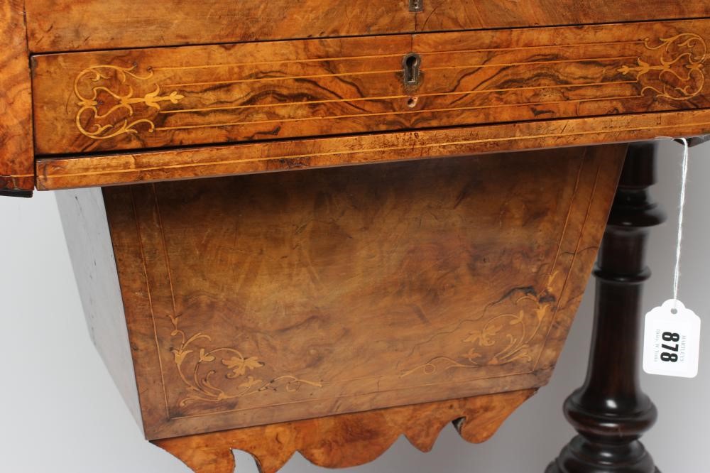 A VICTORIAN BURR WALNUT WORK/WRITING TABLE of oblong form with rounded ends Image