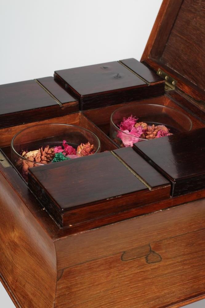 AN EARLY VICTORIAN ROSEWOOD TEAPOY of sarcophagus form Image