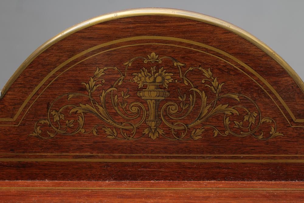 A ROSEWOOD AND BRASS INLAID BONHEUR DU JOUR Image
