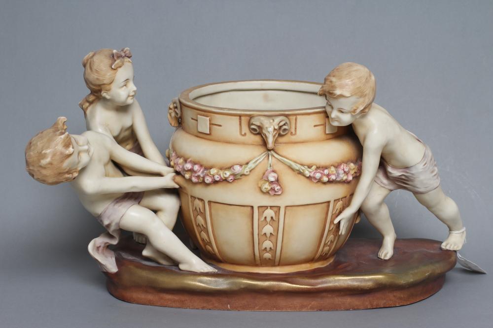 AN AMPHORA PORCELAIN FIGURAL TABLE CENTRE BOWL Image