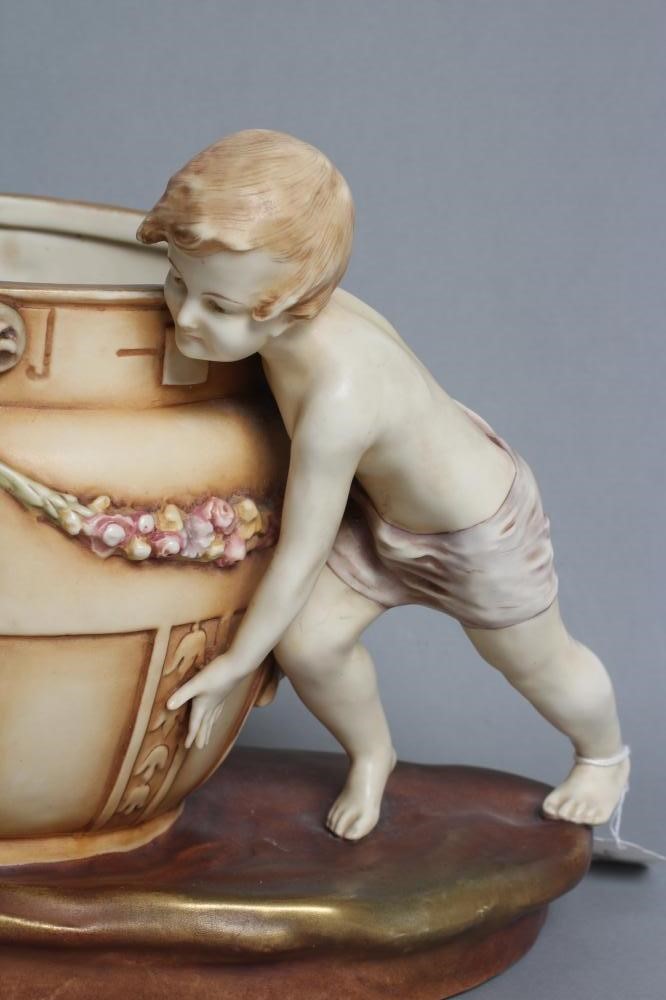 AN AMPHORA PORCELAIN FIGURAL TABLE CENTRE BOWL Image