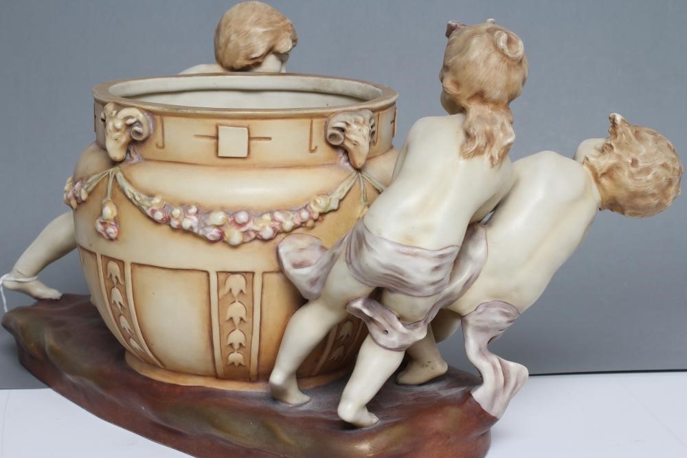 AN AMPHORA PORCELAIN FIGURAL TABLE CENTRE BOWL Image