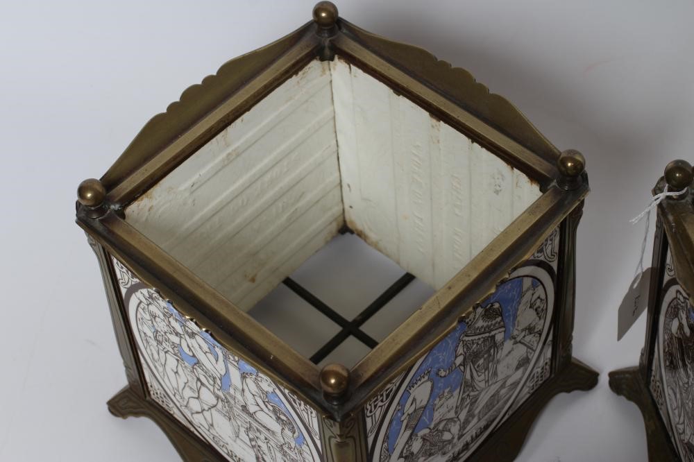 A PAIR OF AESTHETIC MOVEMENT MINTON TILE CACHE-POTS Image