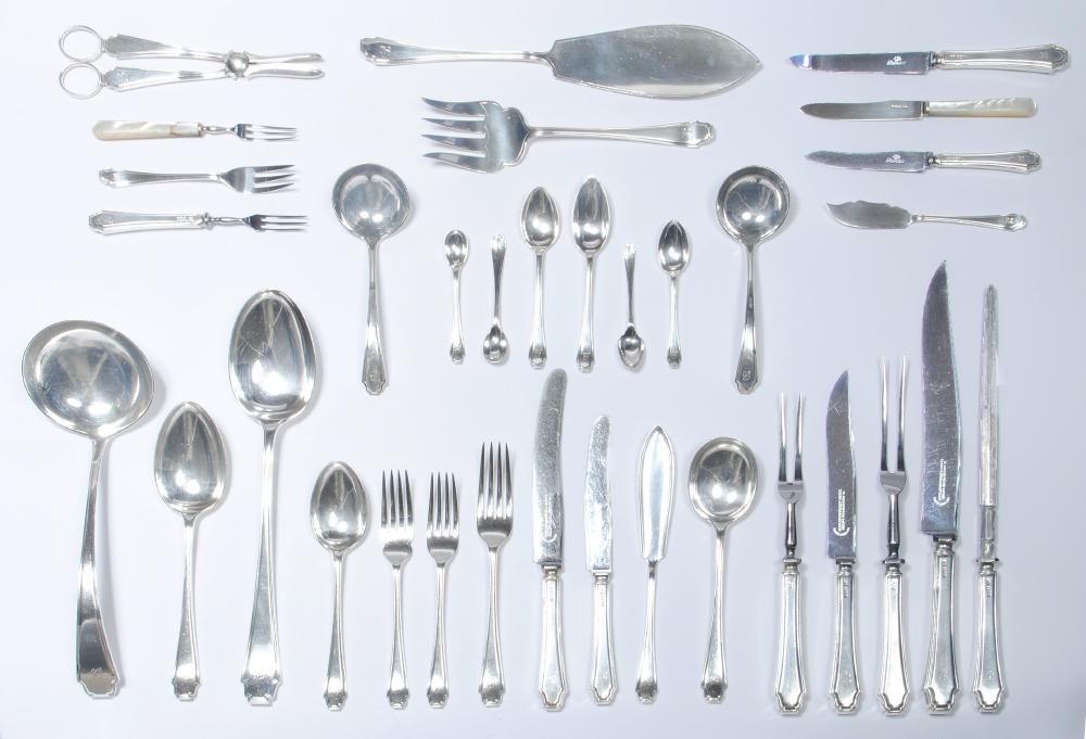 *AN EXTENSIVE ART DECO SILVER TABLE SERVICE FOR TWELVE PLACE SETTINGS Image