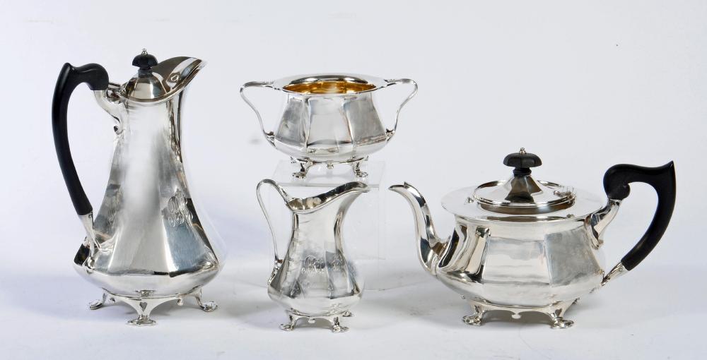*AN ART NOUEAU STYLE FOUR PIECE SILVER TEA AND COFFEE SERVICE Image