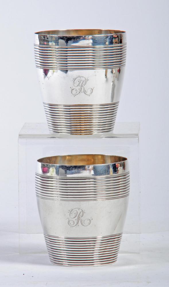 A  PAIR OF GEORGE III SILVER TUMBLERS Image