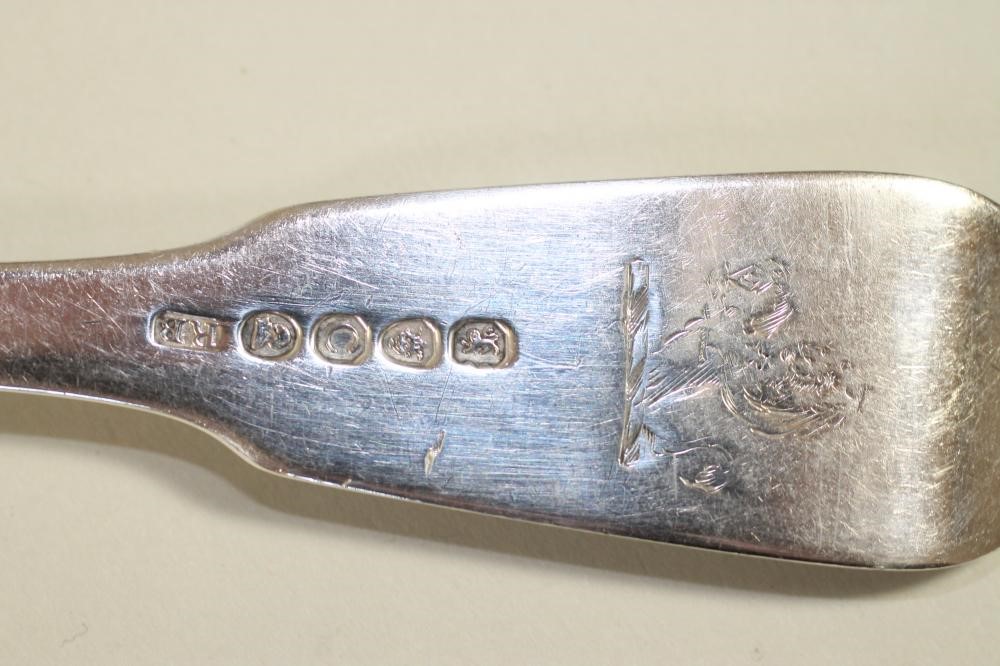 *A SET OF SIX LATE GEORGE III SILVER TABLE FORKS Image