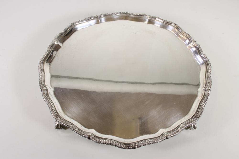 AN EDWARDIAN SILVER SALVER Image