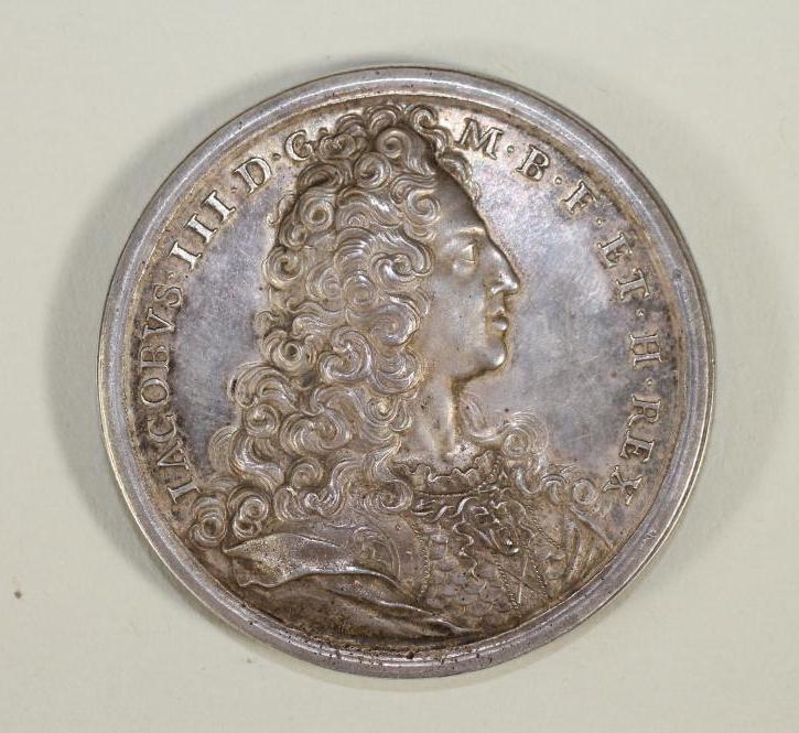 A JACOBITE SILVER MEDALLION struck to commemorate the marriage of James Stuart ("James III") Image