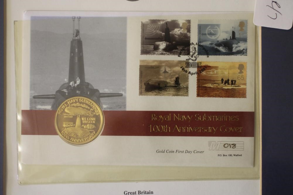 A GOLD COIN FIRST DAY COVER for Royal Navy Submarines 100th Anniversary Image