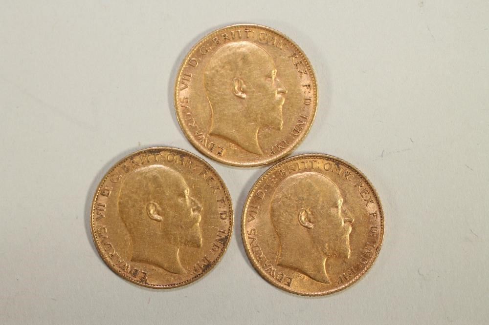 THREE EDWARD VII GOLD HALF SOVEREIGNS 1903 Image