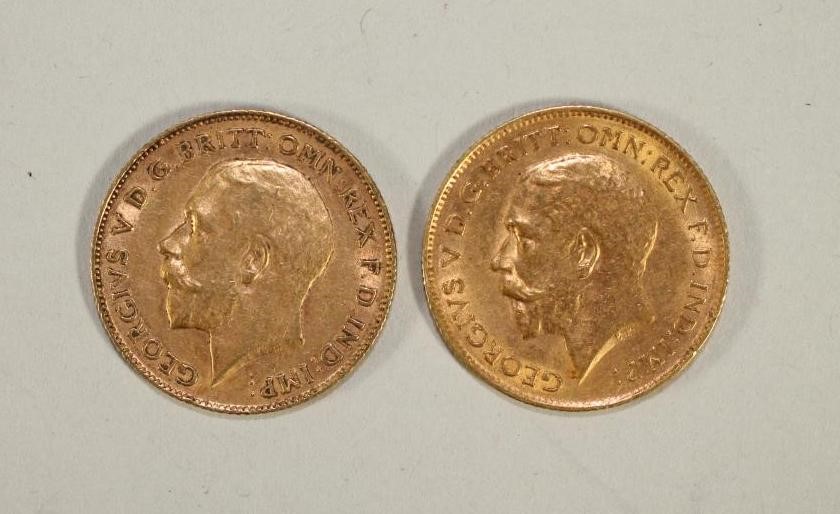 TWO GEORGE V GOLD HALF SOVEREIGNS 1911 Image