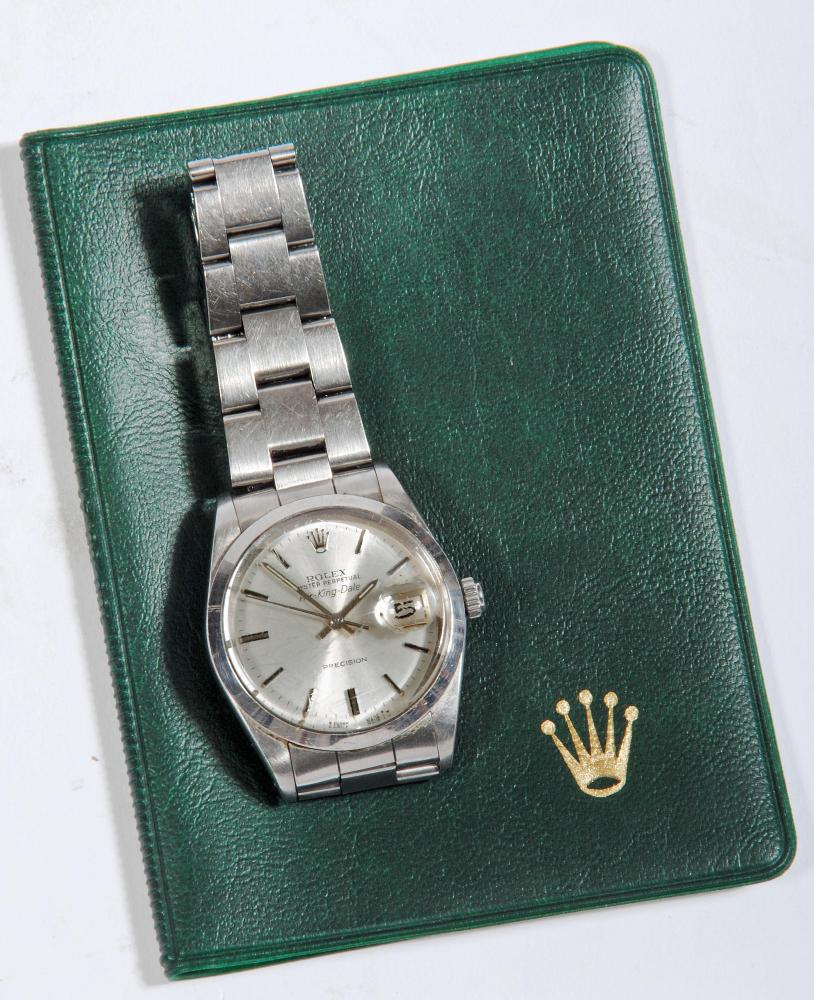 A GENTLEMAN'S STAINLESS STEEL ROLEX OYSTER PERPETUAL AIR-KING-DATE WRISTWATCH Image