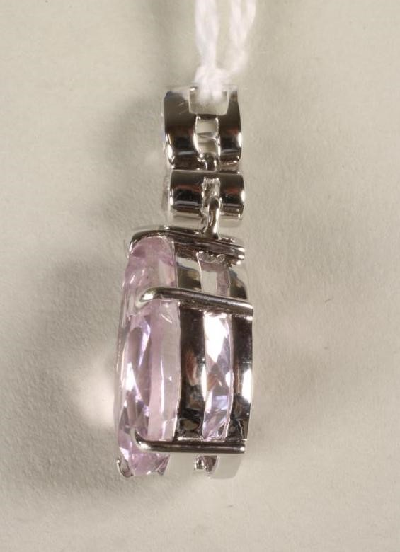 A PINK KUNZITE AND DIAMOND PENDANT Image