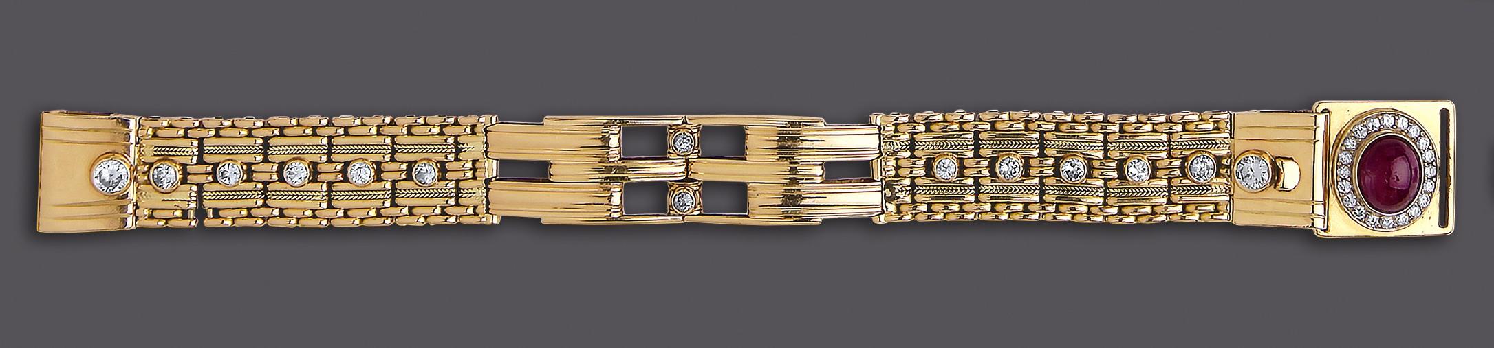 A RUBY AND DIAMOND COCKTAIL BRACELET Image