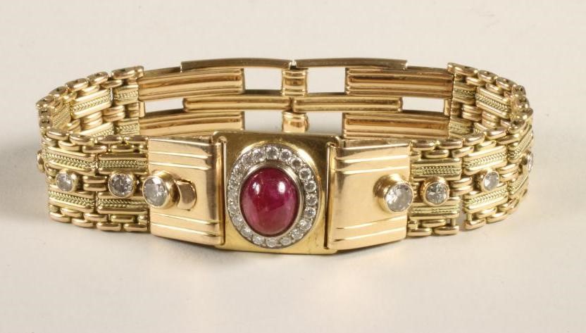 A RUBY AND DIAMOND COCKTAIL BRACELET Image