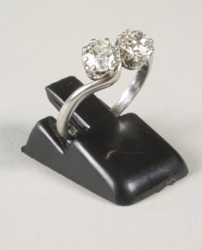 A TWO STONE DIAMOND RING Image